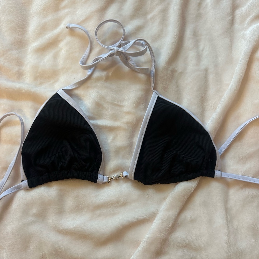 Black and White Triangle Bikini Top